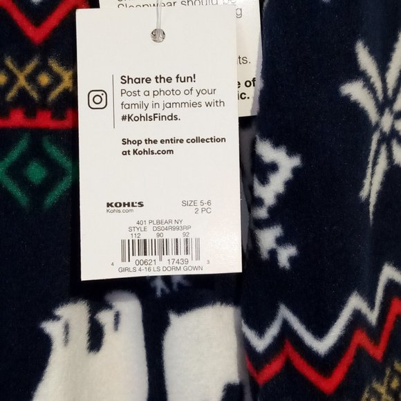 GIRL & DOLL Matching pajamas  SMALL (5-6)  Polar Bear Fleece  Navy Blue NWT  2pc - Picture 7 of 10